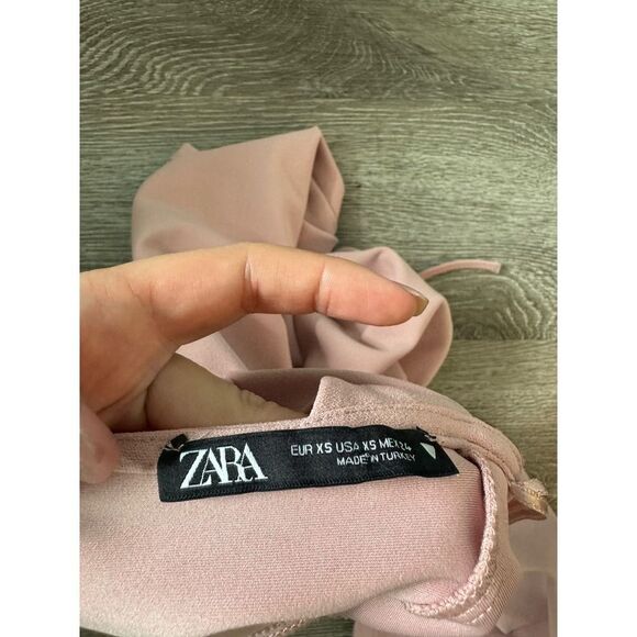 Zara EUC Open Back Top With Ties Pink Cropped Size XS - Picture 8 of 10